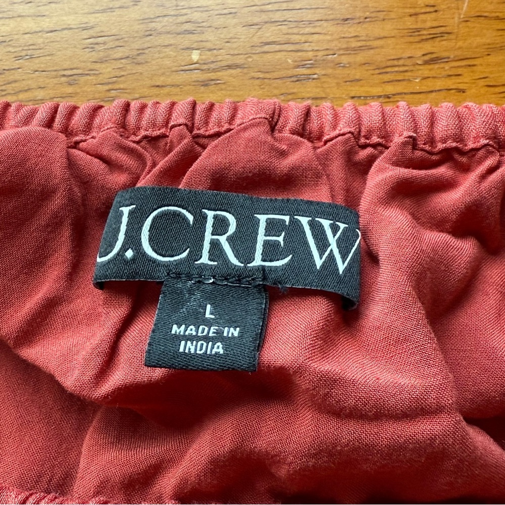 J Crew Puff Sleeve Top Blouse Ramie Fabric SP 2025 Size L Red Sand - Picture 12 of 16
